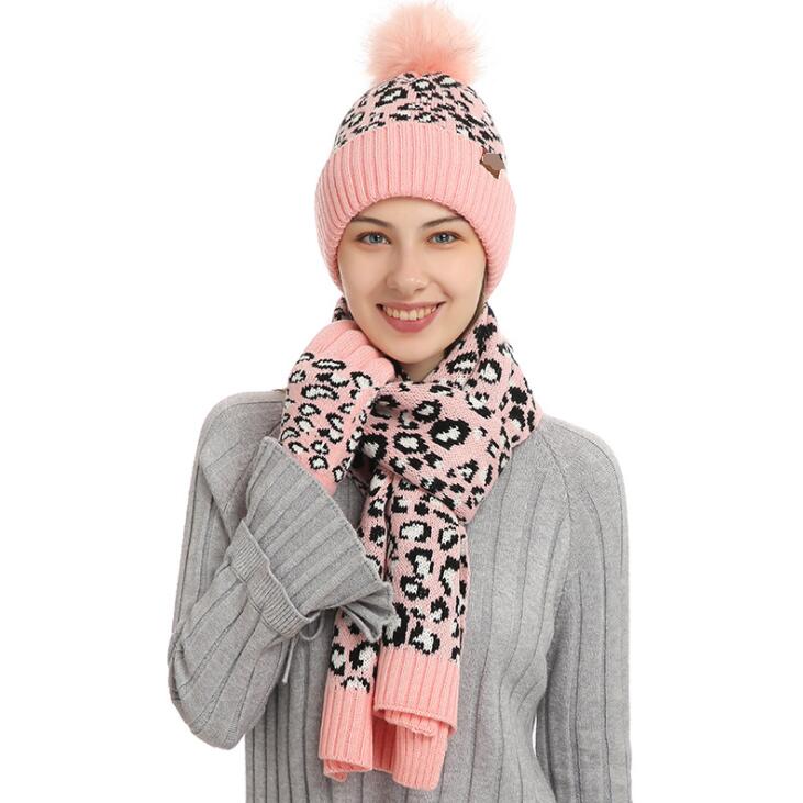 3-piece Women's Crochet Bobble Beanie, Scarf, and Touchscreen Mittens Winter Set